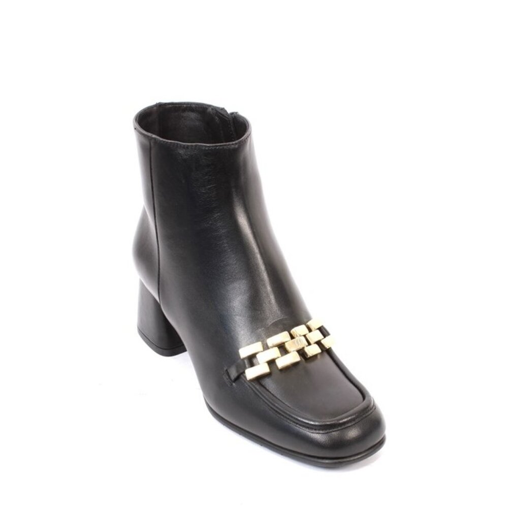 Luca Grossi 736 Black Leather Ankle Heel Boots